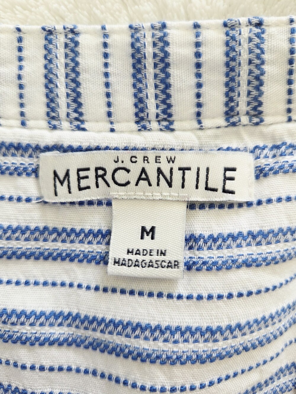 J. Crew Striped Cotton Women's Shirt Dress with Tie Belt - Blue & White Size M - Picture 3 of 9